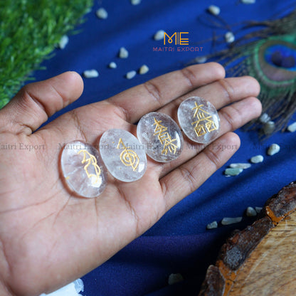 Natural crystal stone Reiki Symbol Usui Oval Set-Clear quartz-Maitri Export | Crystals Store