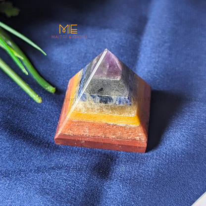 Natural different crystal stone pyramid ( Size: 1 inch )-7 Chakra-Maitri Export | Crystals Store