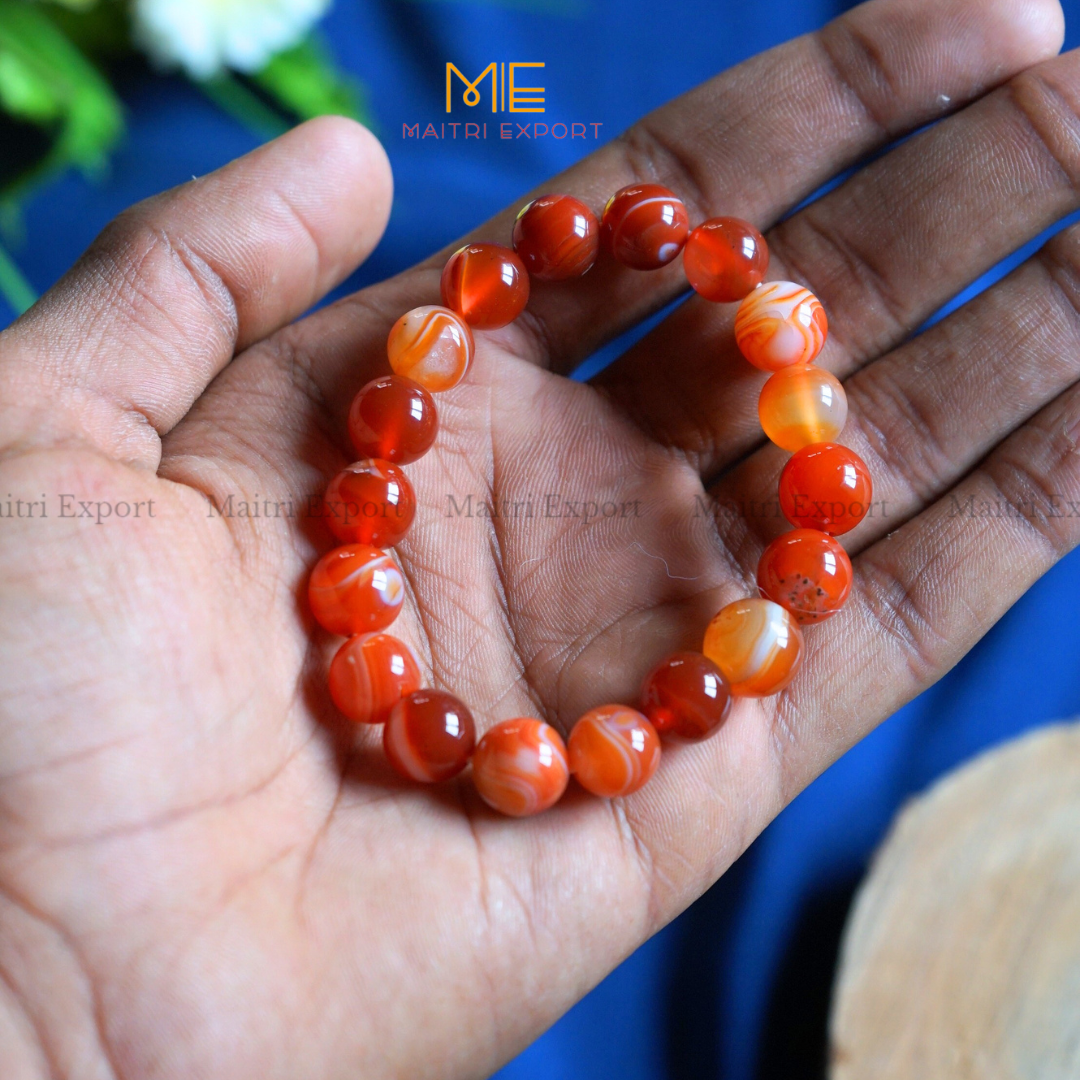 Carnelian Natural Crystal Healing Bracelet-10mm-Maitri Export | Crystals Store