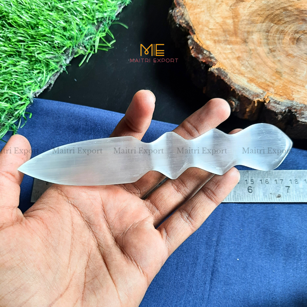 Natural crystal stone Selenite hand carved knife-Maitri Export | Crystals Store