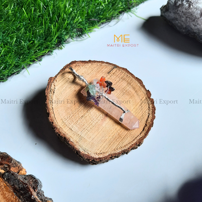 Natural Different Crystal Stone Flat Point Pendant with 7 chakra Tree of Life wire design-Maitri Export | Crystals Store