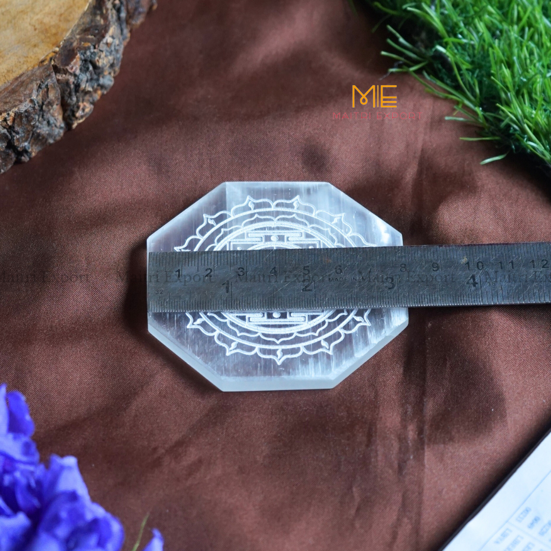 Natural selenite plate with different carvings-Maitri Export | Crystals Store