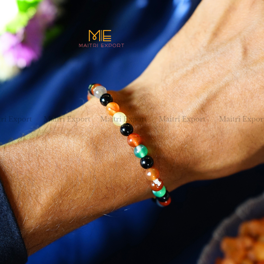 Multi Onyx Natural Crystal Healing Bracelet-Maitri Export | Crystals Store