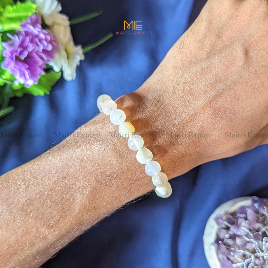 Flower Agate 8mm Natural Crystal Healing Bracelet-Maitri Export | Crystals Store