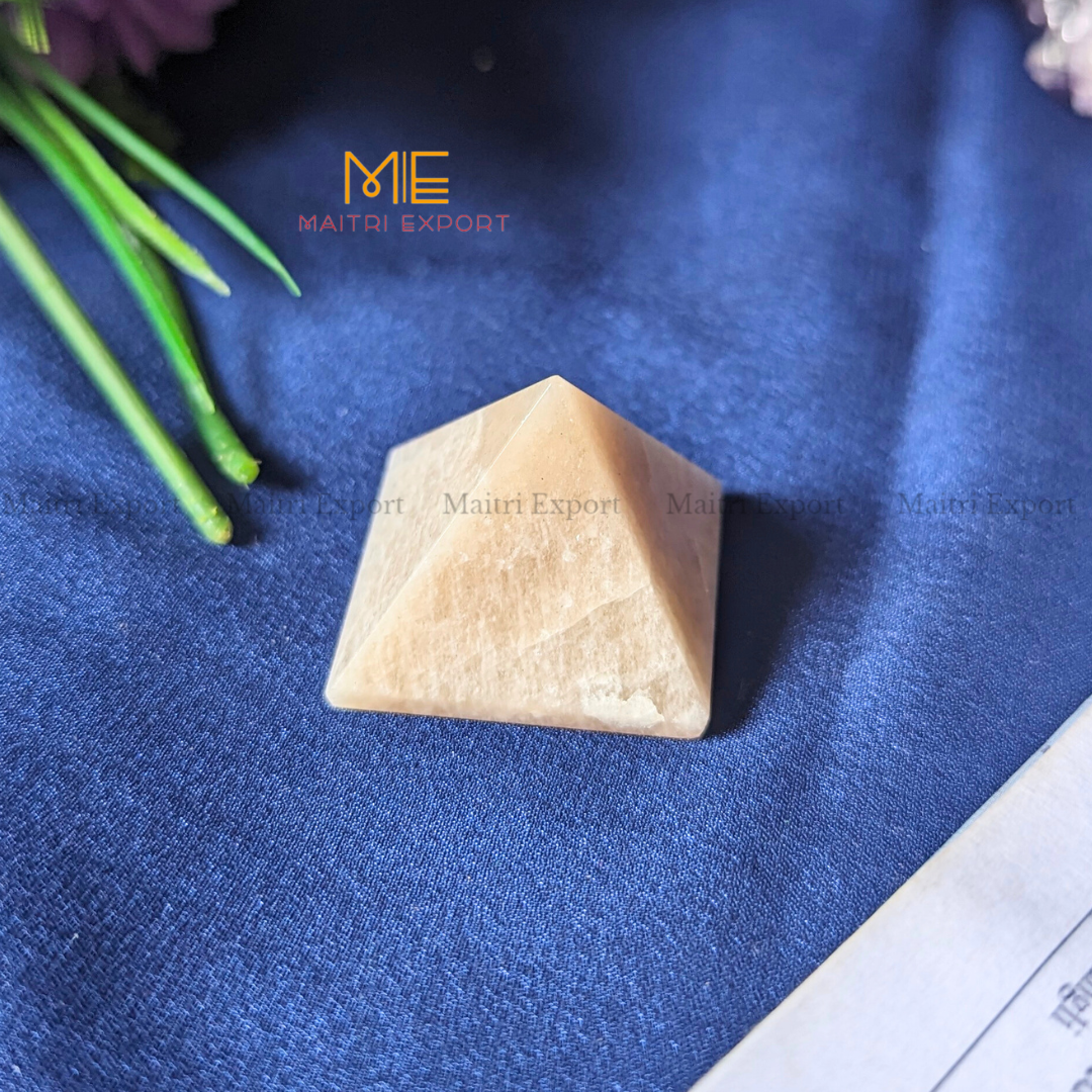 Natural different crystal stone pyramid ( Size: 1 inch )-Peach Moonstone-Maitri Export | Crystals Store