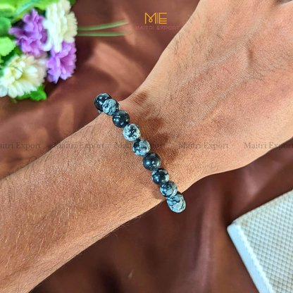 Snowflake Obsidian 8mm Natural Crystal Healing Bracelet-Maitri Export | Crystals Store