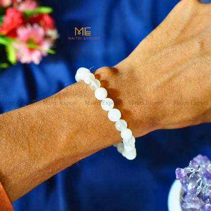 White Moonstone 8mm Natural Crystal Healing Bracelet-Maitri Export | Crystals Store