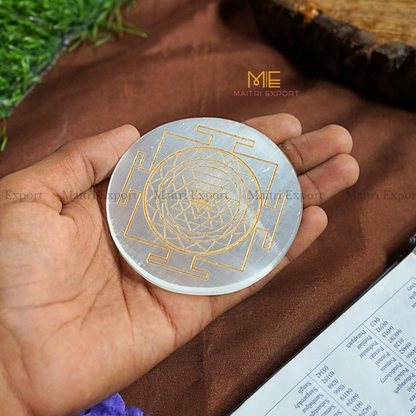 Natural selenite plate with different carvings-Maitri Export | Crystals Store