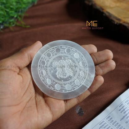 Natural selenite plate with different carvings-Maitri Export | Crystals Store