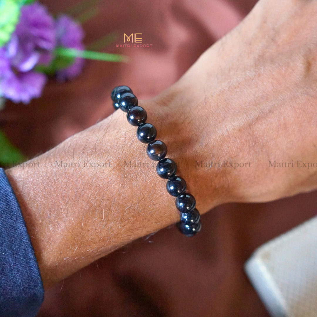 Black Obsidian 8mm Natural Crystal Healing Bracelet-Maitri Export | Crystals Store