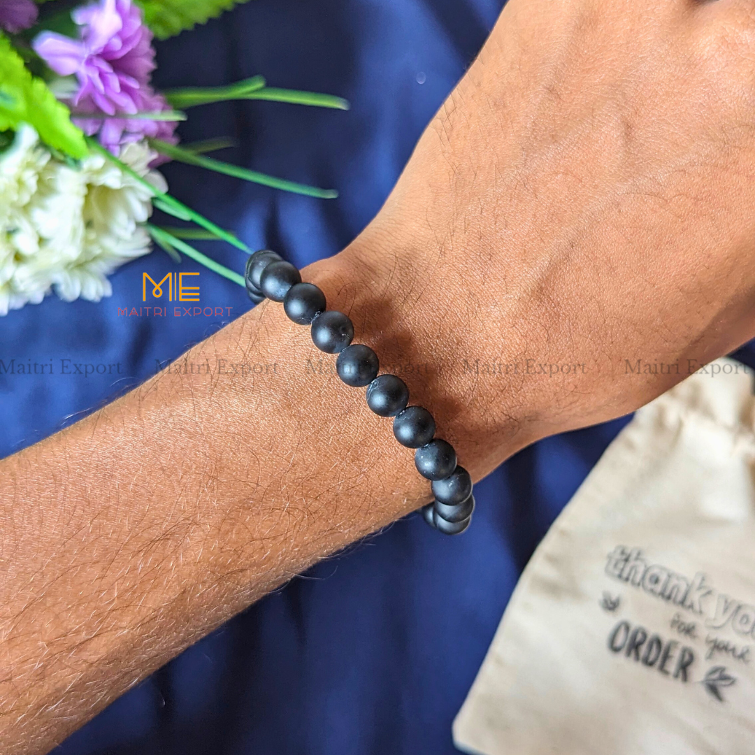 Black Matte 8mm Natural Crystal Healing Bracelet-Maitri Export | Crystals Store