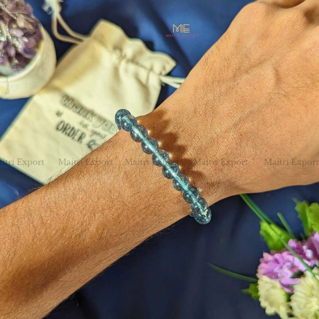 Blue Quartz 8mm Crystal Healing Bracelet-Maitri Export | Crystals Store