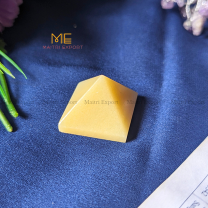 Natural different crystal stone pyramid ( Size: 1 inch )-Yellow Calcite-Maitri Export | Crystals Store