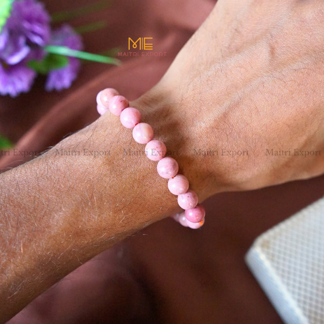 Rhodochrosite Natural Crystal Healing Bracelet-Maitri Export | Crystals Store