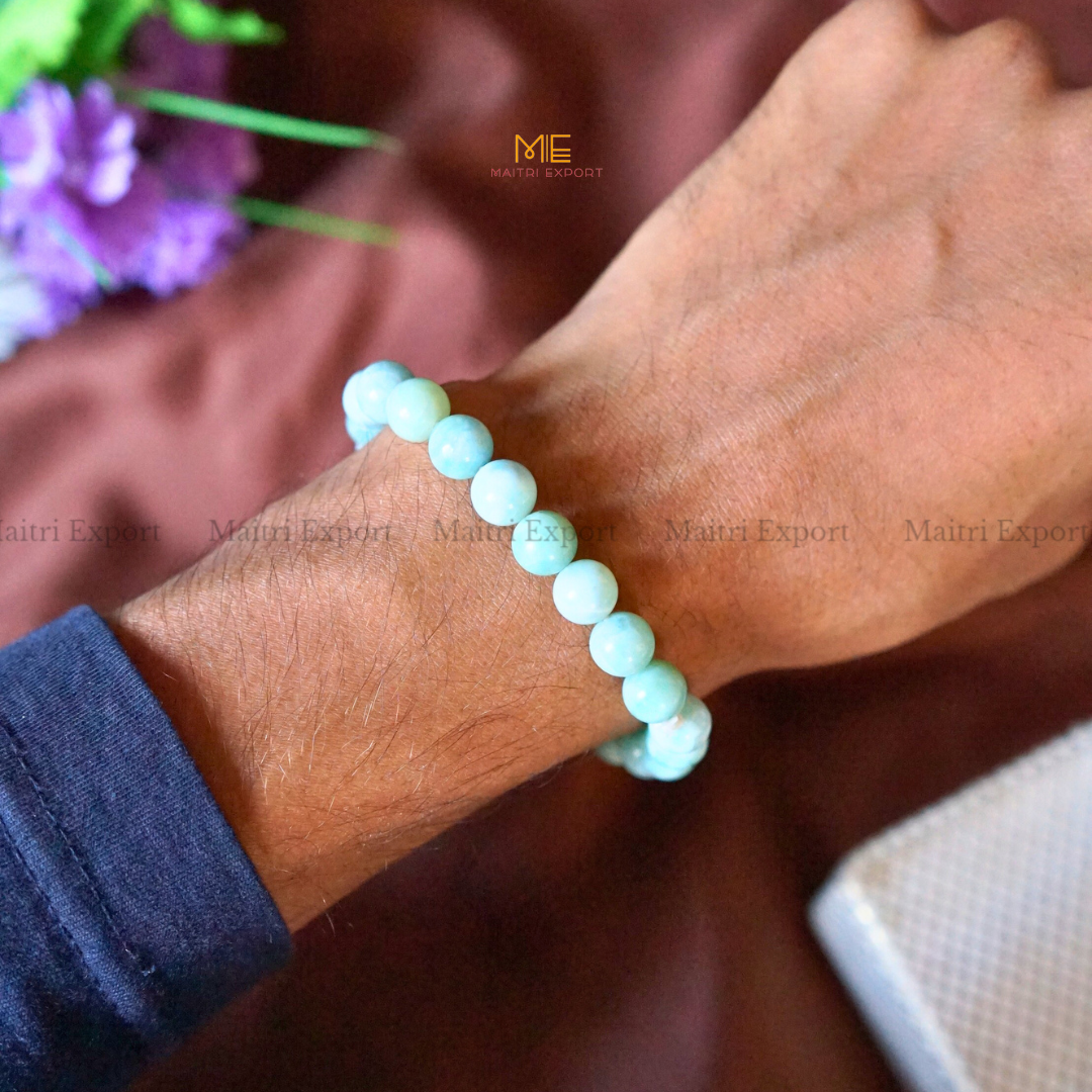 Larimar 8mm Natural Crystal Healing Bracelet-Maitri Export | Crystals Store