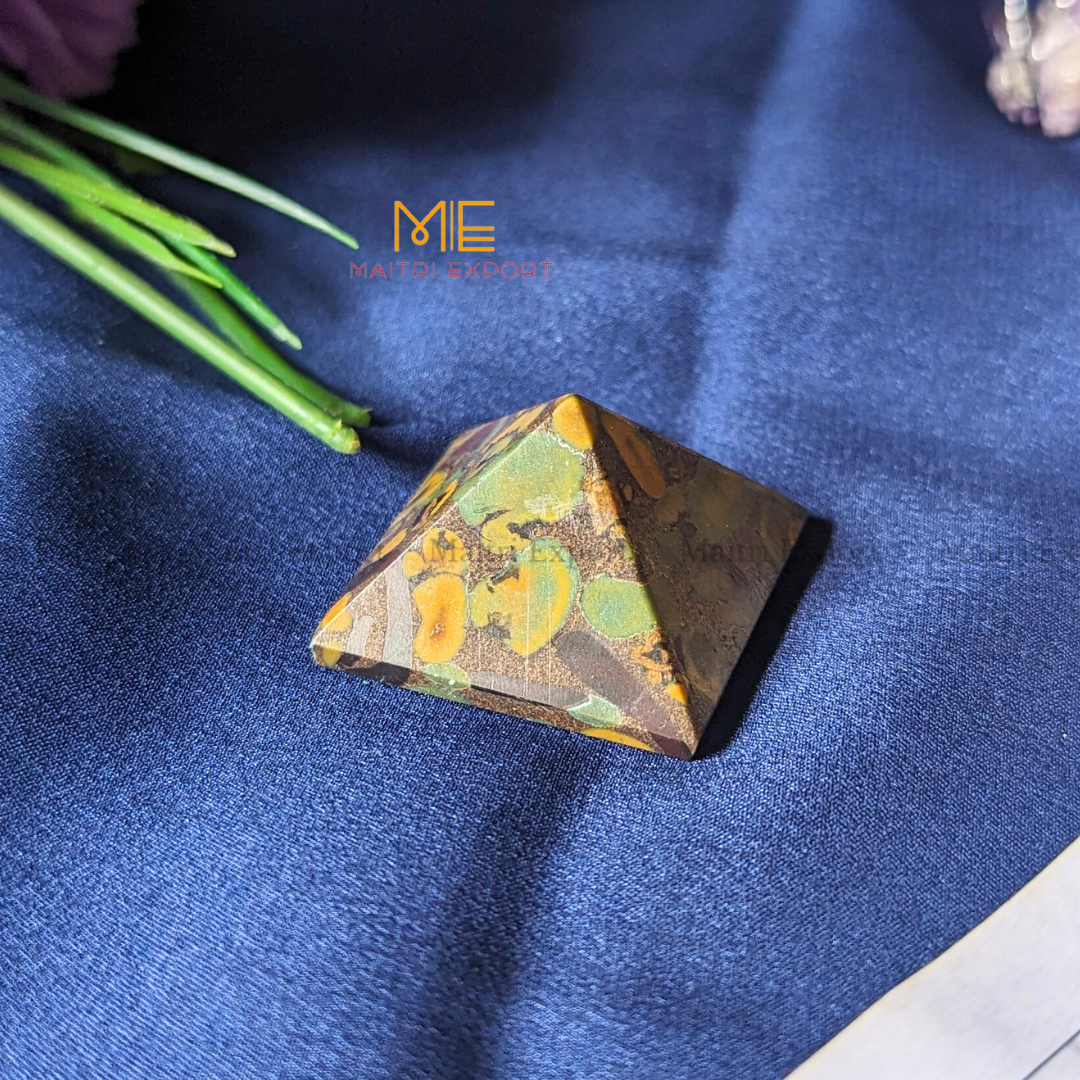 Natural different crystal stone pyramid ( Size: 1 inch )-Leopard Skin Jasper-Maitri Export | Crystals Store