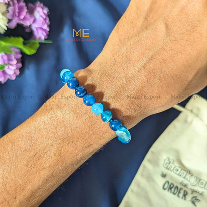 Blue Onyx 8mm Crystal Healing Bracelet-Maitri Export | Crystals Store