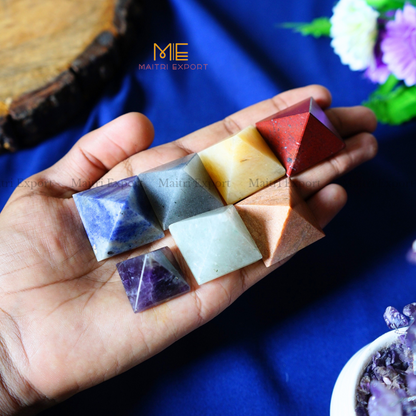 7 chakra pyramid set ( Size: 1 inch )-Maitri Export | Crystals Store