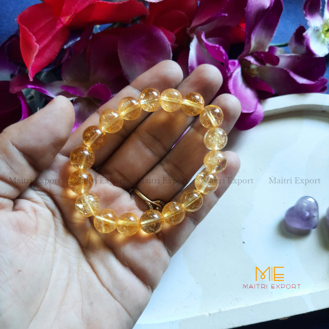 Citrine Natural Crystal Healing Bracelet-10mm-Maitri Export | Crystals Store