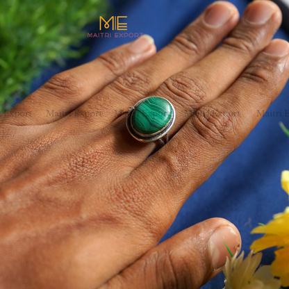 Oval shaped Adjustable Rings ( 14mm )-Malachite-Maitri Export | Crystals Store