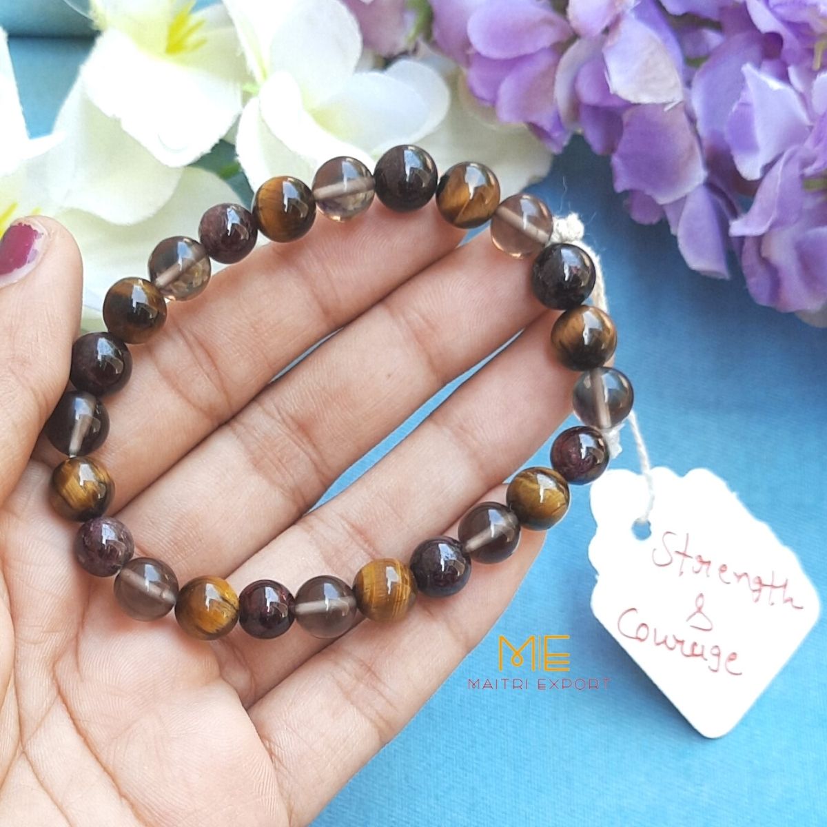 Different purpose based 8mm crystal bead bracelet-Strength & Courage-Maitri Export | Crystals Store