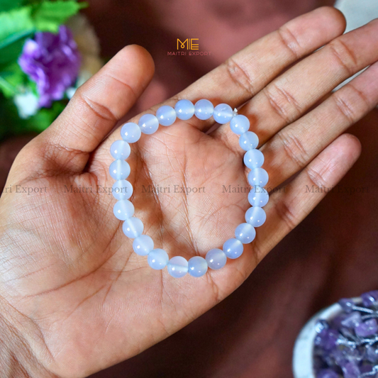 Chalcedony 8mm Natural Crystal Healing Bracelet-Maitri Export | Crystals Store