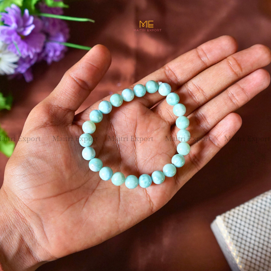 Larimar 8mm Natural Crystal Healing Bracelet-Maitri Export | Crystals Store