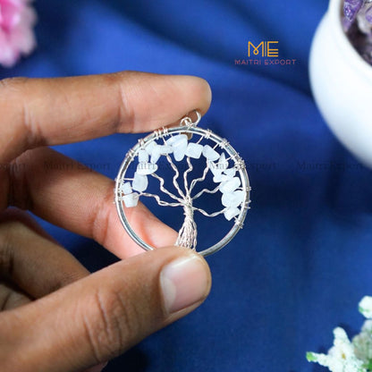 Natural crystal stones tree of life pendants made from mini crystal chips-Maitri Export | Crystals Store