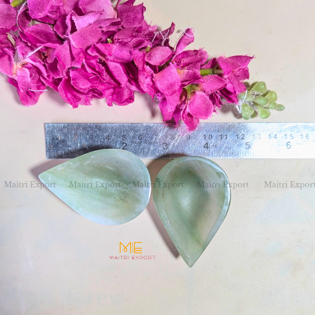 Natural Healing Crystal Stone 1 Face Leaf Shape Diya / Deepak-Maitri Export | Crystals Store