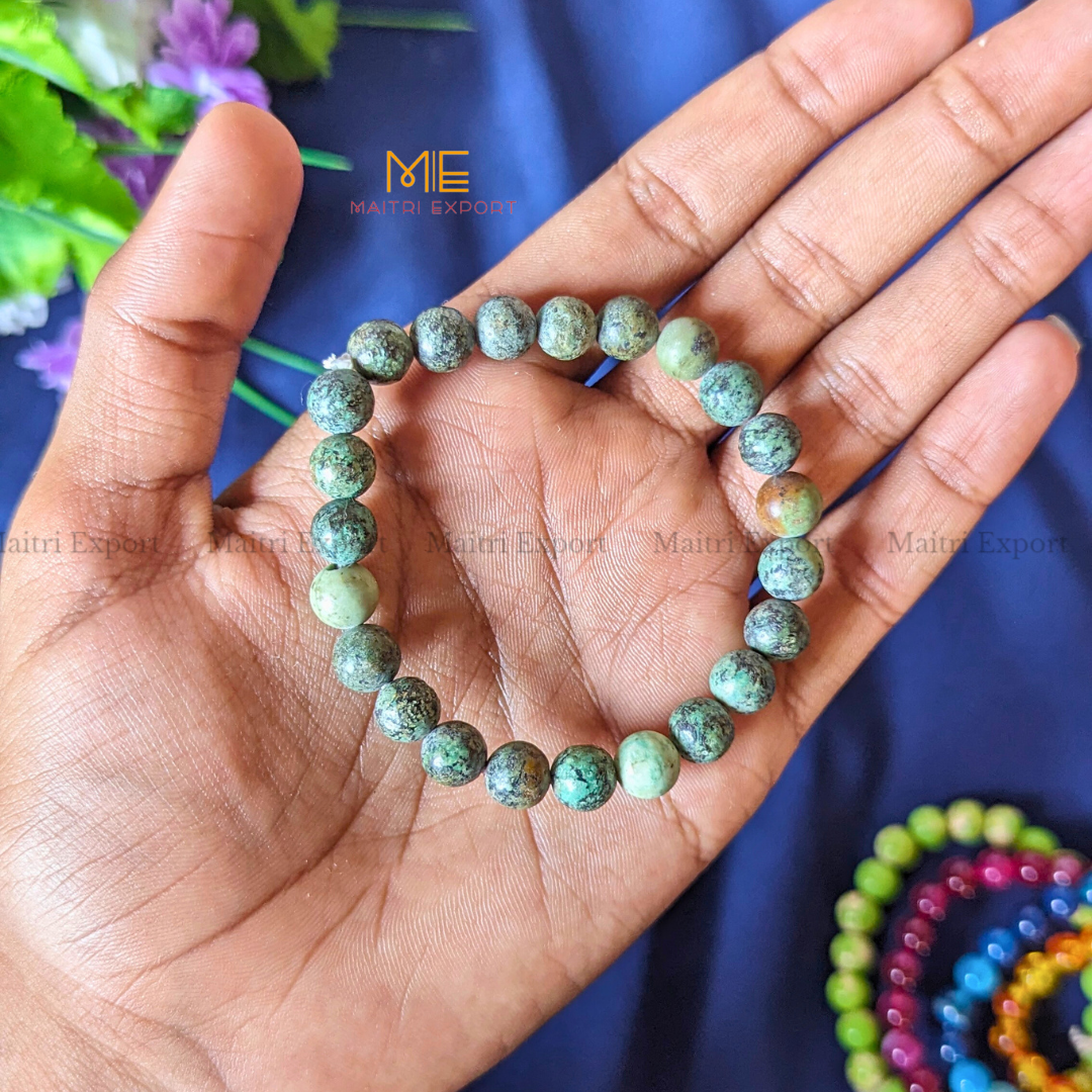 African Turquoise 8mm Natural Crystal Healing Bracelet-Maitri Export | Crystals Store