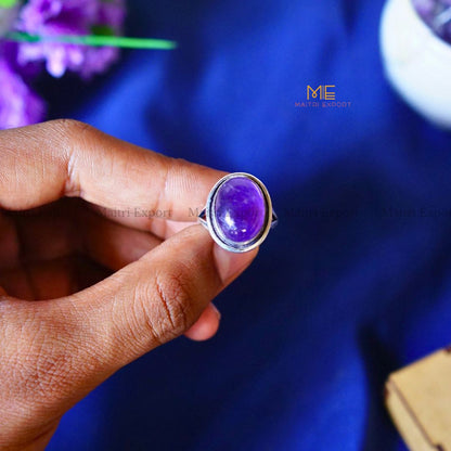 Oval shaped Natural crystal Healing Stone Adjustable Rings ( 14mm )-Maitri Export | Crystals Store