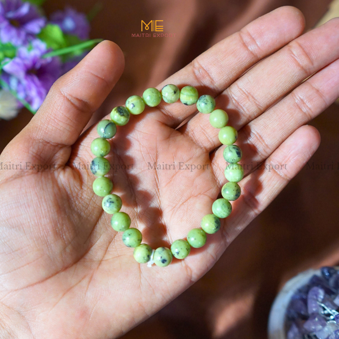 Nephrite Jade 8mm Natural Crystal Healing Bracelet-Maitri Export | Crystals Store