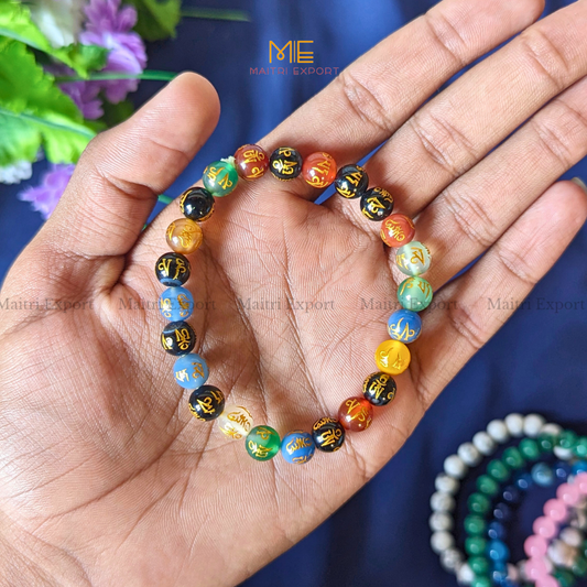 Om Mani Multi Crystal Healing Bracelet-8mm-Maitri Export | Crystals Store