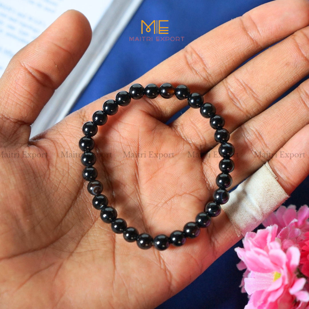 Black Onyx Natural Crystal Healing Bracelet-6mm-Maitri Export | Crystals Store