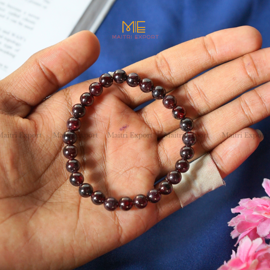 Garnet Natural Crystal Healing Bracelet-6mm-Maitri Export | Crystals Store