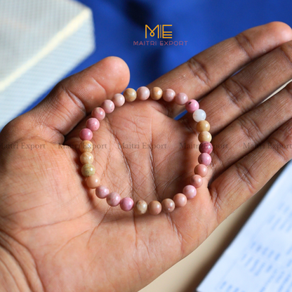 Rhodochrosite Natural Crystal Healing Bracelet-6mm-Maitri Export | Crystals Store