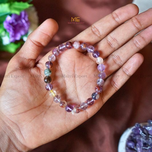 Super Seven 8mm Natural Crystal Healing Bracelet-Maitri Export | Crystals Store