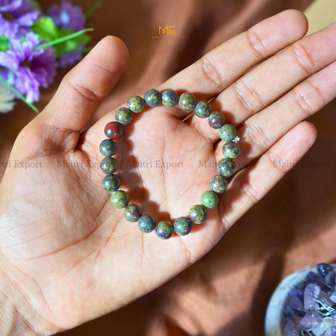 Dragon Blood Jasper 8mm Natural Crystal Healing Bracelet-Maitri Export | Crystals Store