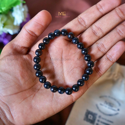 Black Obsidian 8mm Natural Crystal Healing Bracelet-Maitri Export | Crystals Store