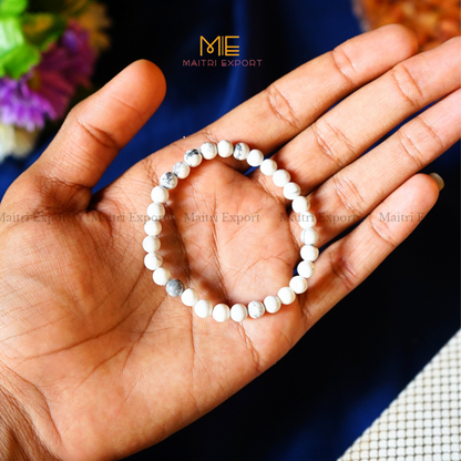 Howlite Natural Crystal Healing Bracelet-6mm-Maitri Export | Crystals Store