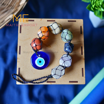 7 Chakra Tumble with Evil Eye Hanger-Maitri Export | Crystals Store