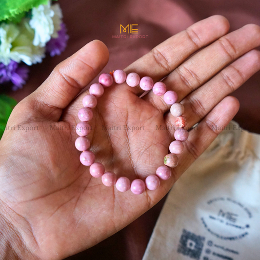 Rhodochrosite Natural Crystal Healing Bracelet-8mm-Maitri Export | Crystals Store