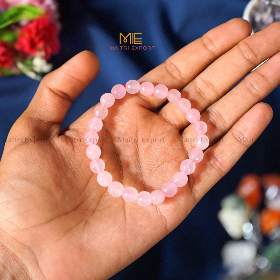 8mm faceted round beads stretchable bracelet.-Rose Quartz-Maitri Export | Crystals Store