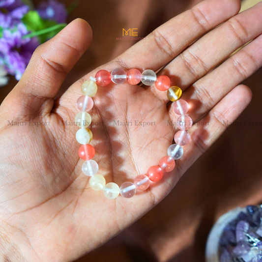 Cherry Quartz 8mm Crystal Healing Bracelet-Maitri Export | Crystals Store