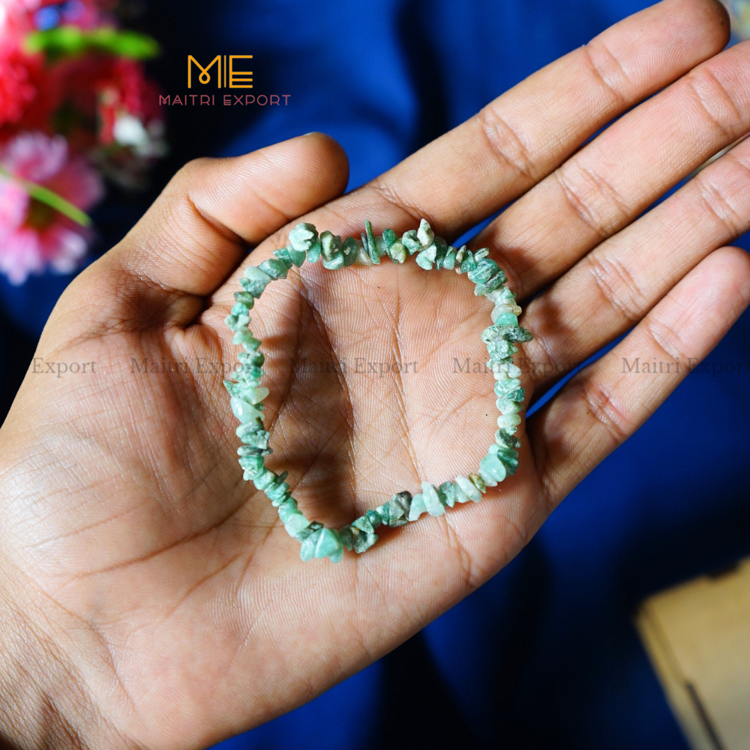 Crystal chips stretchable bracelet-Green Jade-Maitri Export | Crystals Store