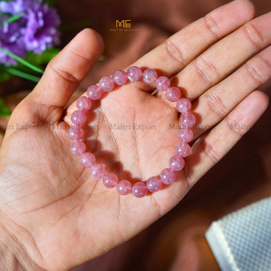 Strawberry Quartz 8mm Natural Crystal Healing Bracelet-Maitri Export | Crystals Store