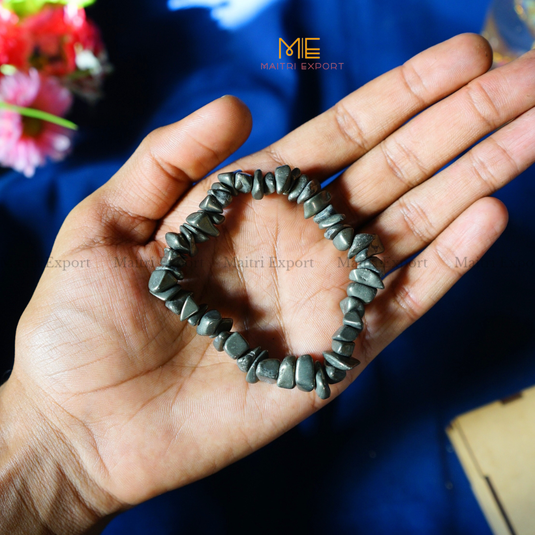 Crystal chips stretchable bracelet-Pyrite-Maitri Export | Crystals Store