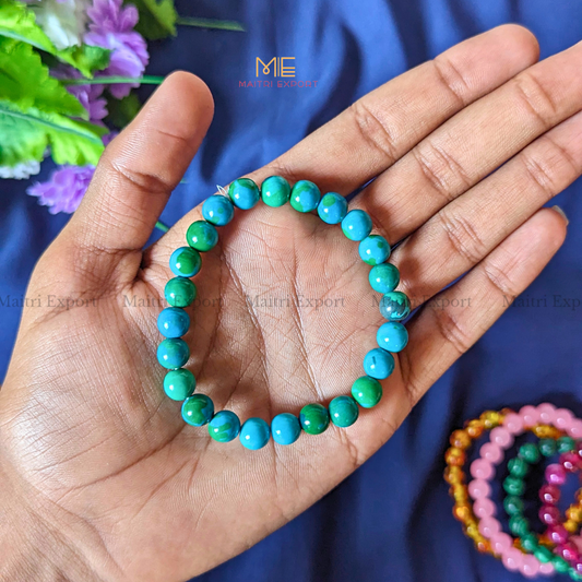 Chrysocolla ( dyed ) 8mm Crystal Healing Bracelet-Maitri Export | Crystals Store