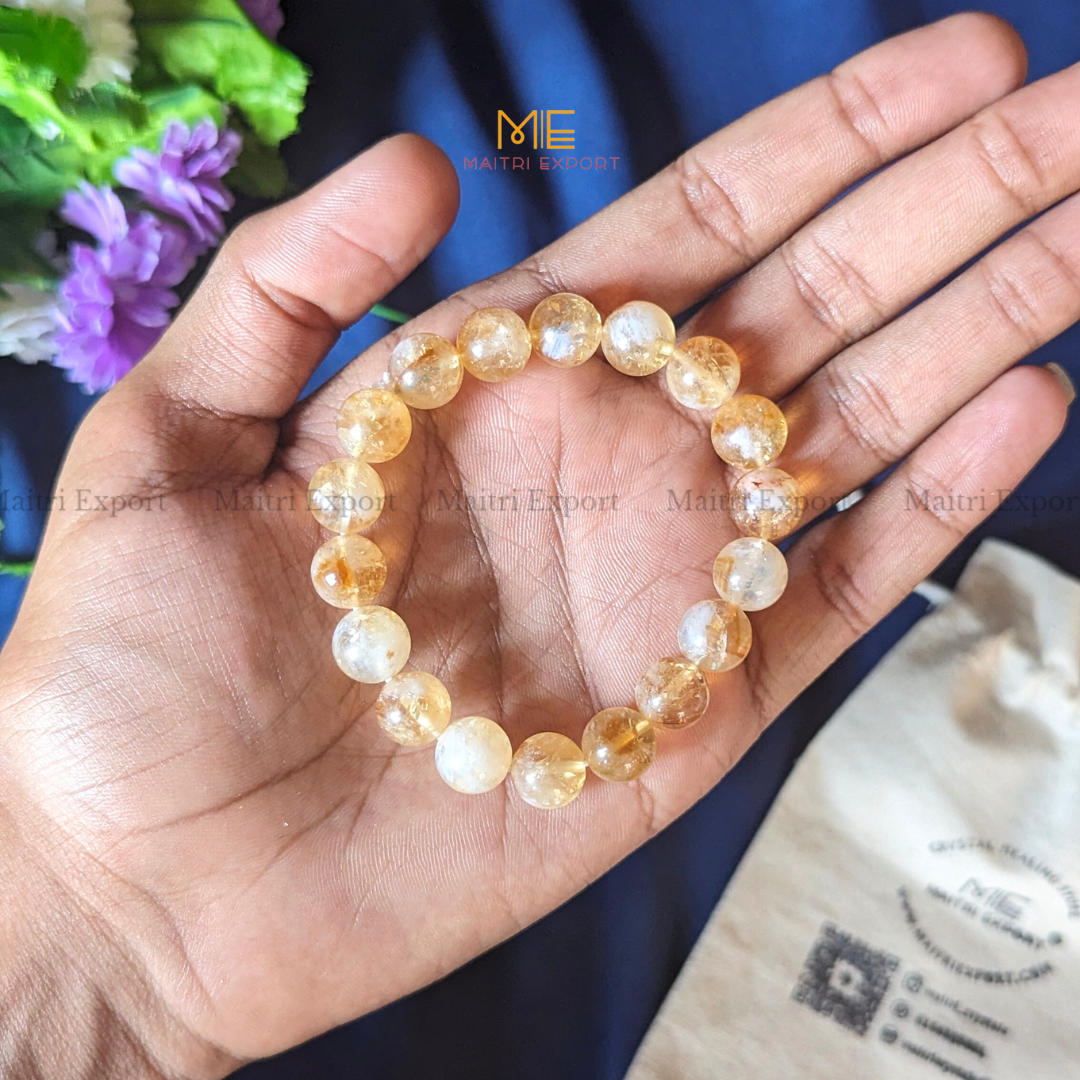 Natural Citrine Crystal Healing Bracelet-10mm-Maitri Export | Crystals Store