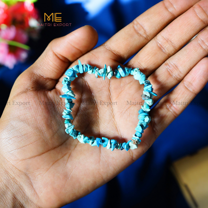 Crystal chips stretchable bracelet-Turquoise-Maitri Export | Crystals Store